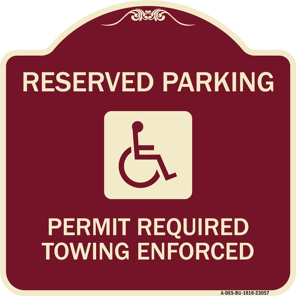 Signmission Reserved Parking Permit Required Towing Enforced Heavy-Gauge Aluminum Sign, 18" x 18", BU-1818-23057 A-DES-BU-1818-23057 - main